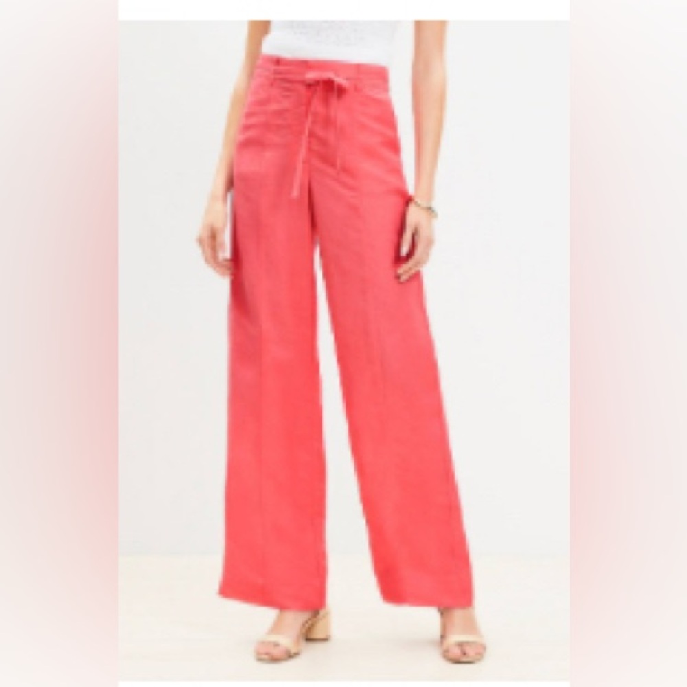 Loft linen blend straight Pants in Guava